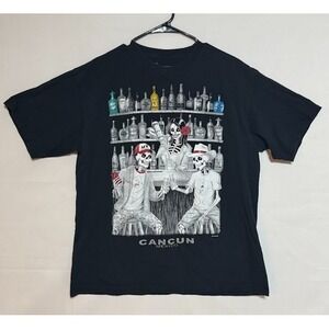 Tan Tan Skelton Bar Cozumel Mexico Tshirt - Adult Unisex XL Black